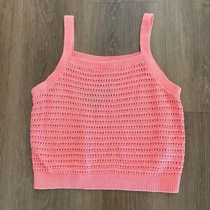 NEW Universal Thread Knit Tank Top Women's Large‎ Sleeveless Pink Cropped